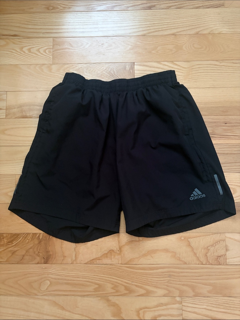 adidas Men’s Black Running Shorts with Reflective Logo sz L